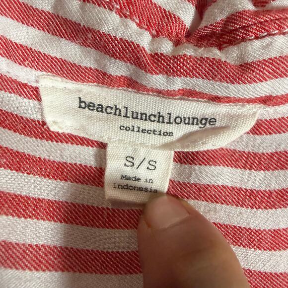 Beach Lunch Lounge Womens Shirt Long Sleeve Button-Down Striped Small Comfort - Picture 2 of 5